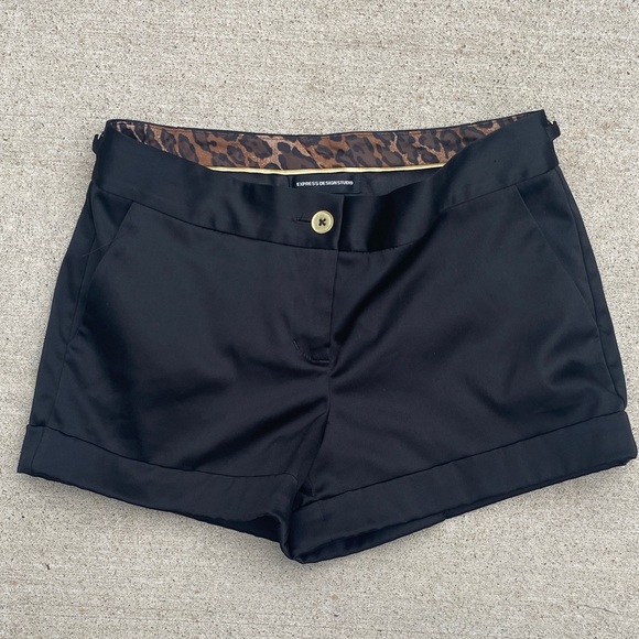 Express Pants - Express Black Women's Shorts with Leopard Inside